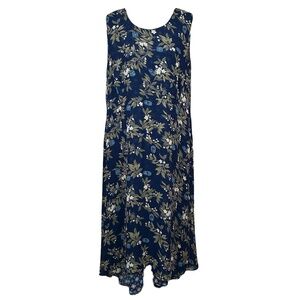 Sag Harbor Blue Floral Reversible Sleeveless Slip Maxi Dress Size 1X